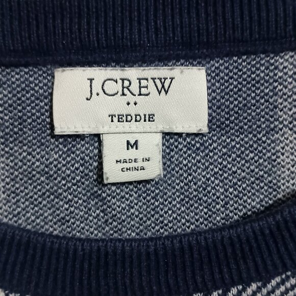 J Crew Teddie Sweater Women Size Medium Blue/White Checkered - Picture 4 of 12